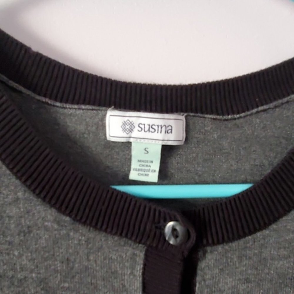 Susina Black Gray Cardigan Small - Picture 3 of 8